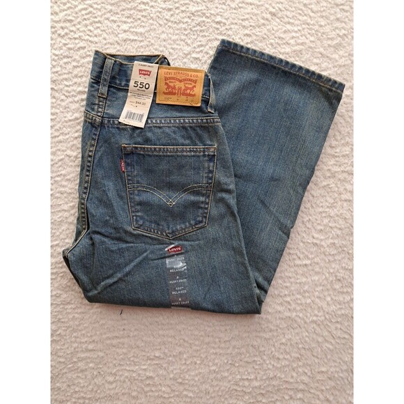 Levis 550 Jeans Boys Size 8 Husky Straight Leg Relaxed Adjustable Waist Blue - Picture 1 of 12